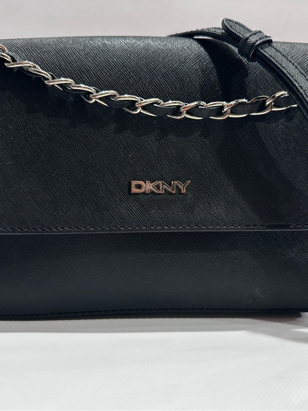 DKNY Black Shoulder Bag with Gold Chain Strap